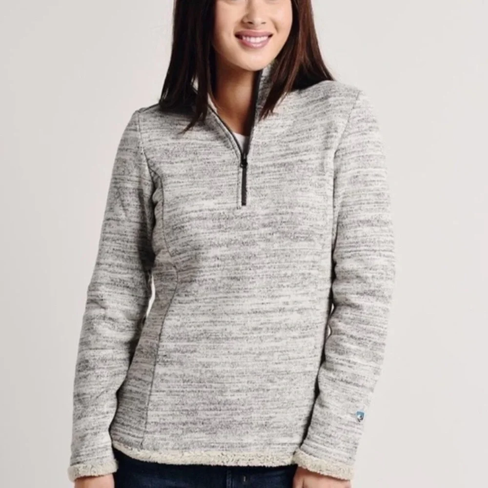 Kuhl Alaska‎ 1/4 Zip Fleece Lined Pullover Gray Cream Outdoors Women’s Small